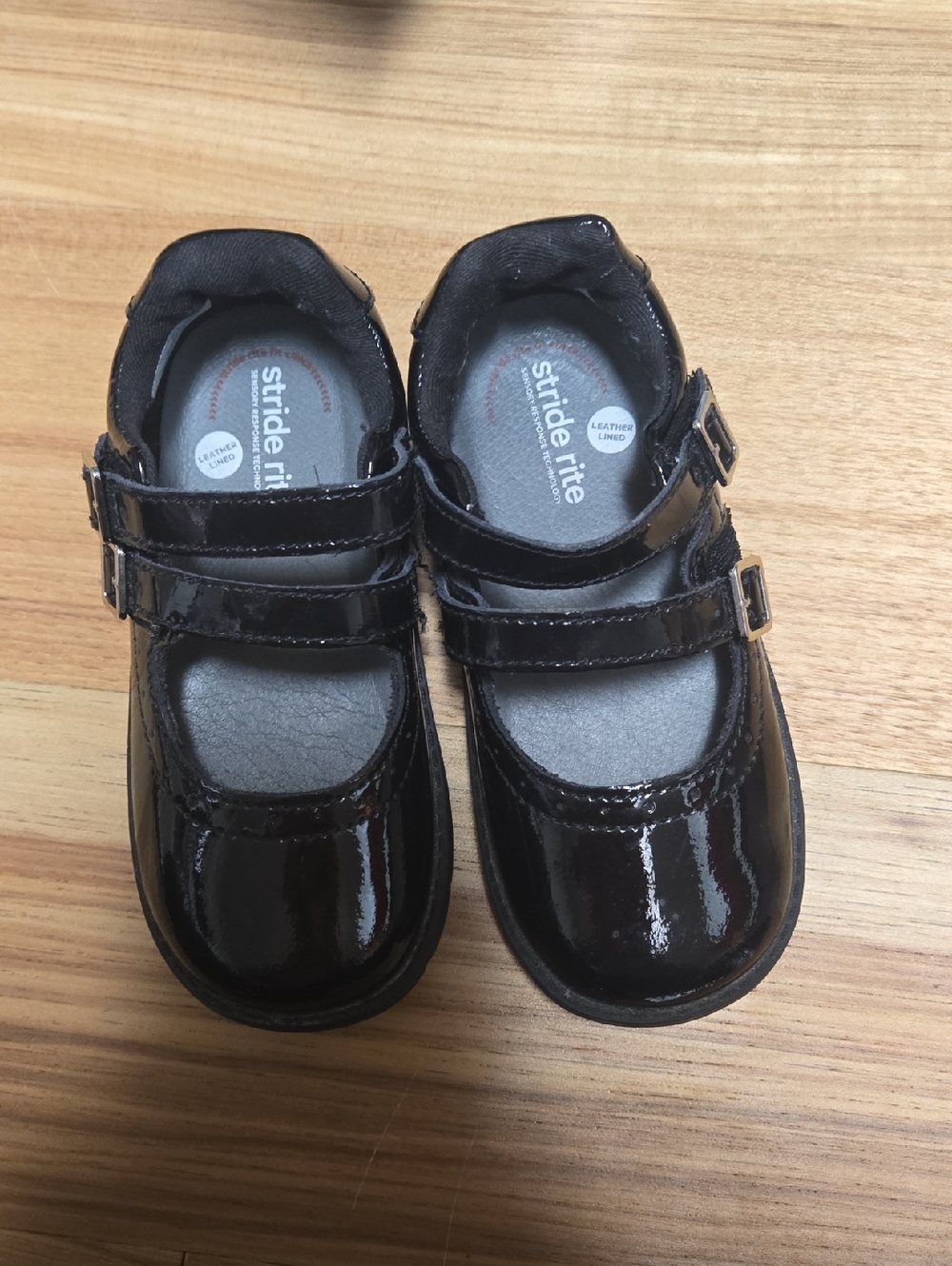 Stride Rite Black Patent Double-Strap Mary Jane Girl's Dress Shoes